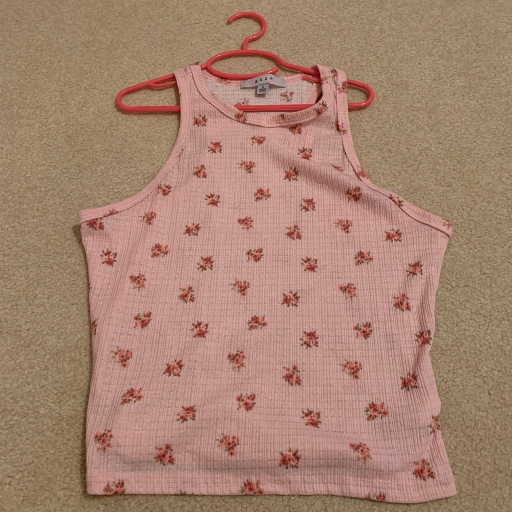 Pink flowered crop top, size small